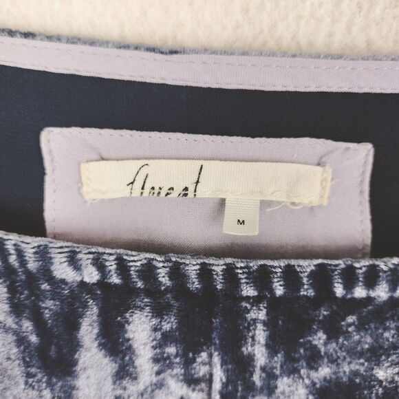 Floreat Anthropologie Dress Medium Blue Crushed Velvet Whimsigoth Dark Romance - Picture 6 of 15